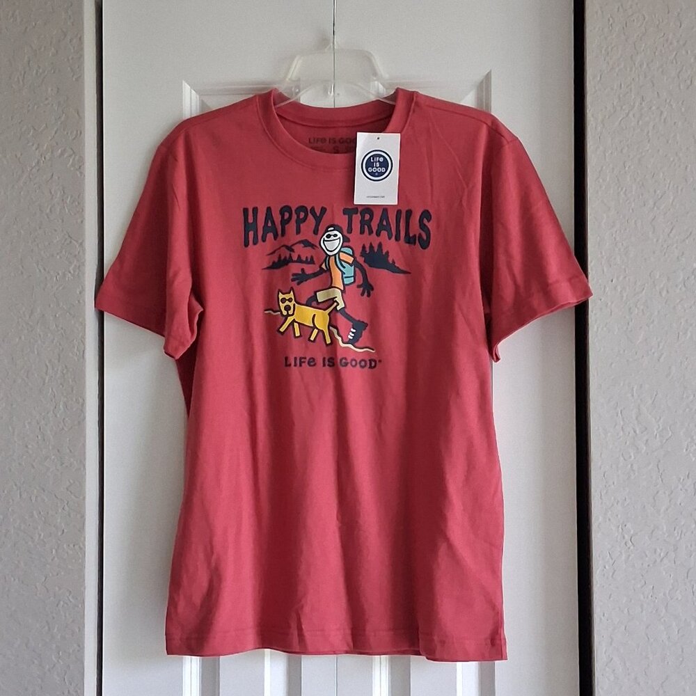 Life Is Good Jake & Rocket "Happy Trails" Short Sleeve Shirt Unisex Size S